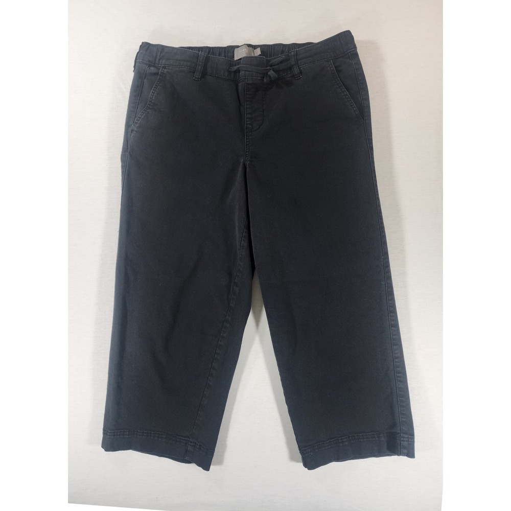 Torrid Capri Pants Womens 1 Black Stretch Drawstring Cotton Blend Cropped Plus